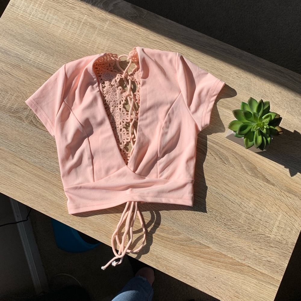 Pink Lace Crop